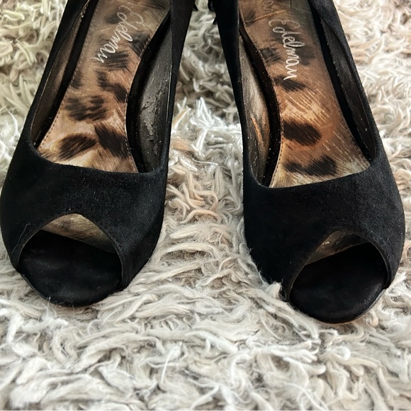 Black suede spiked studded Sam Edelman heels, Size 9 - Picture 6 of 16